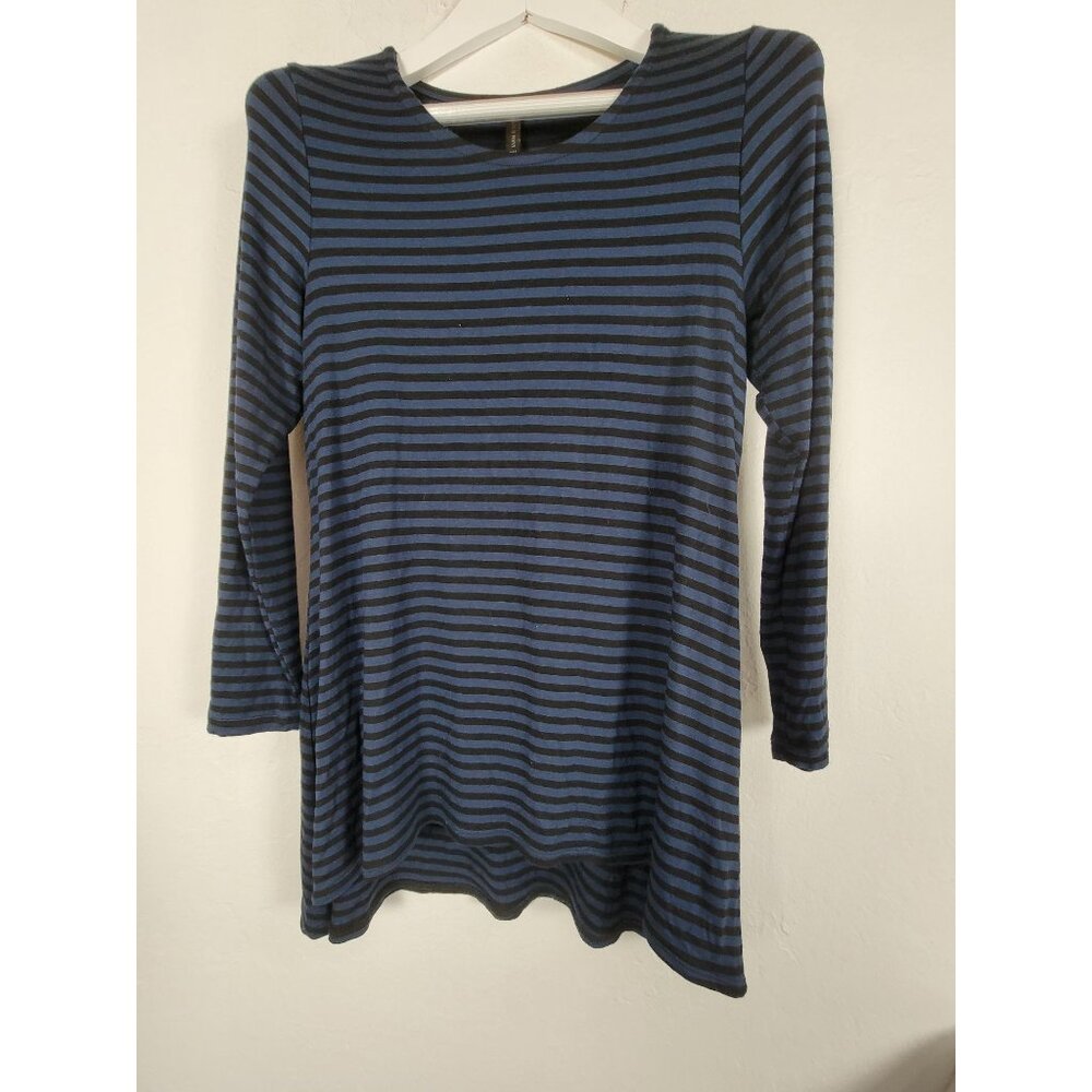 Match Point Women Striped 3/4 Sleeve Modal Blend Tunic Top Medium Stretch Casual